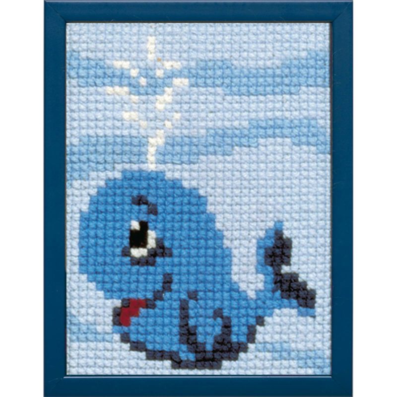 Pako 027.038 Voorbedrukt kinder kruissteek borduurpakket Walvis 18 x 24 cm - STUK