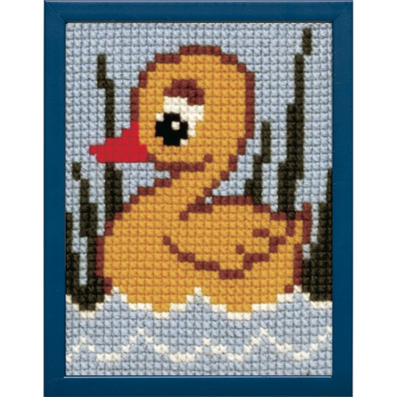 Pako 027.049 Voorbedrukt kinder kruissteek borduurpakket Eendje 18 x 24 cm - STUK