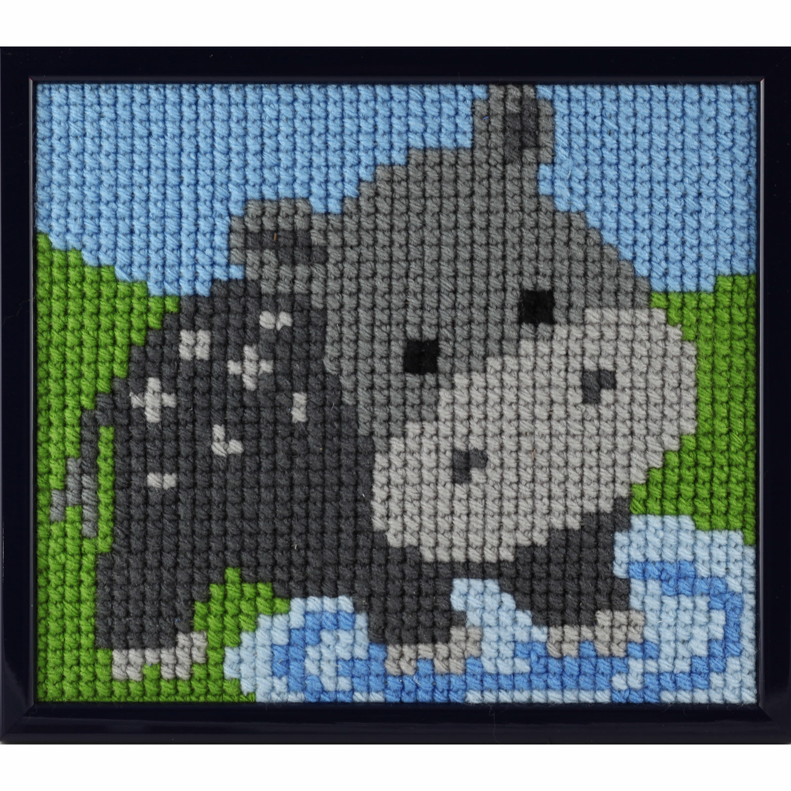 Pako 027.052 Voorbedrukt kinder kruissteek borduurpakket Nijlpaard 18 x 24 cm - PAKKET
