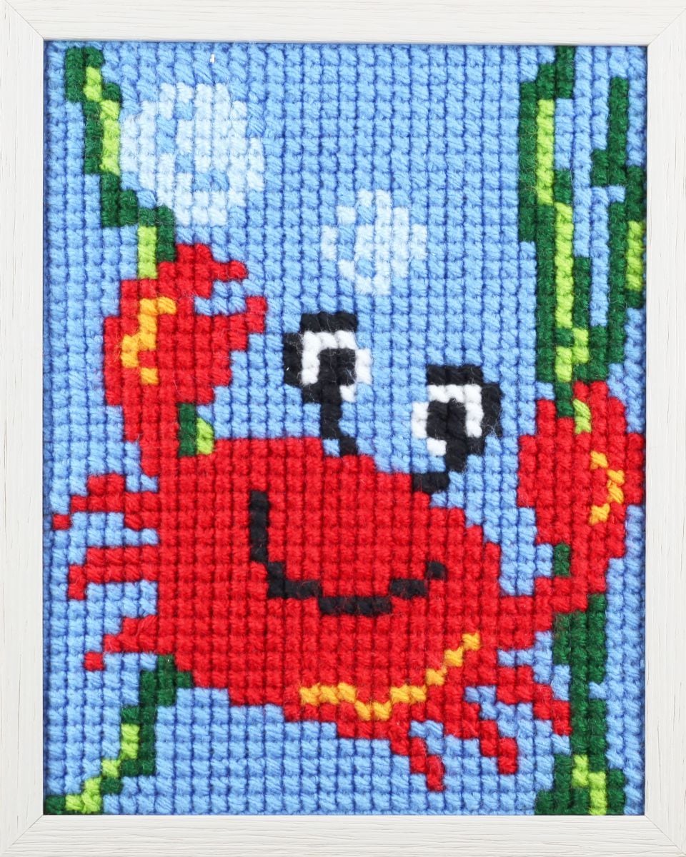Pako 027.055 Voorbedrukt kinder kruissteek borduurpakket Krab 18 x 24 cm - PAKKET