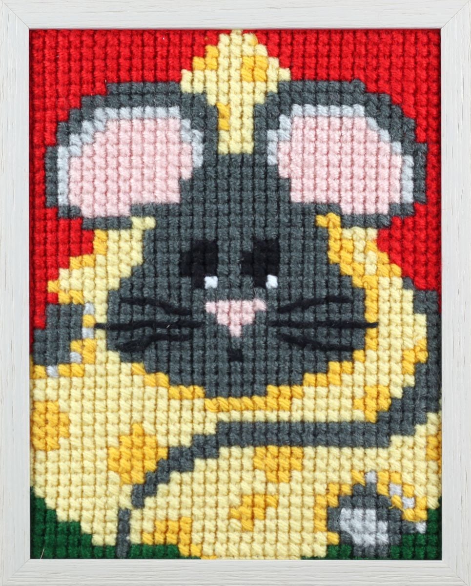 Pako 027.056 Voorbedrukt kinder kruissteek borduurpakket Muis 18 x 24 cm - PAKKET