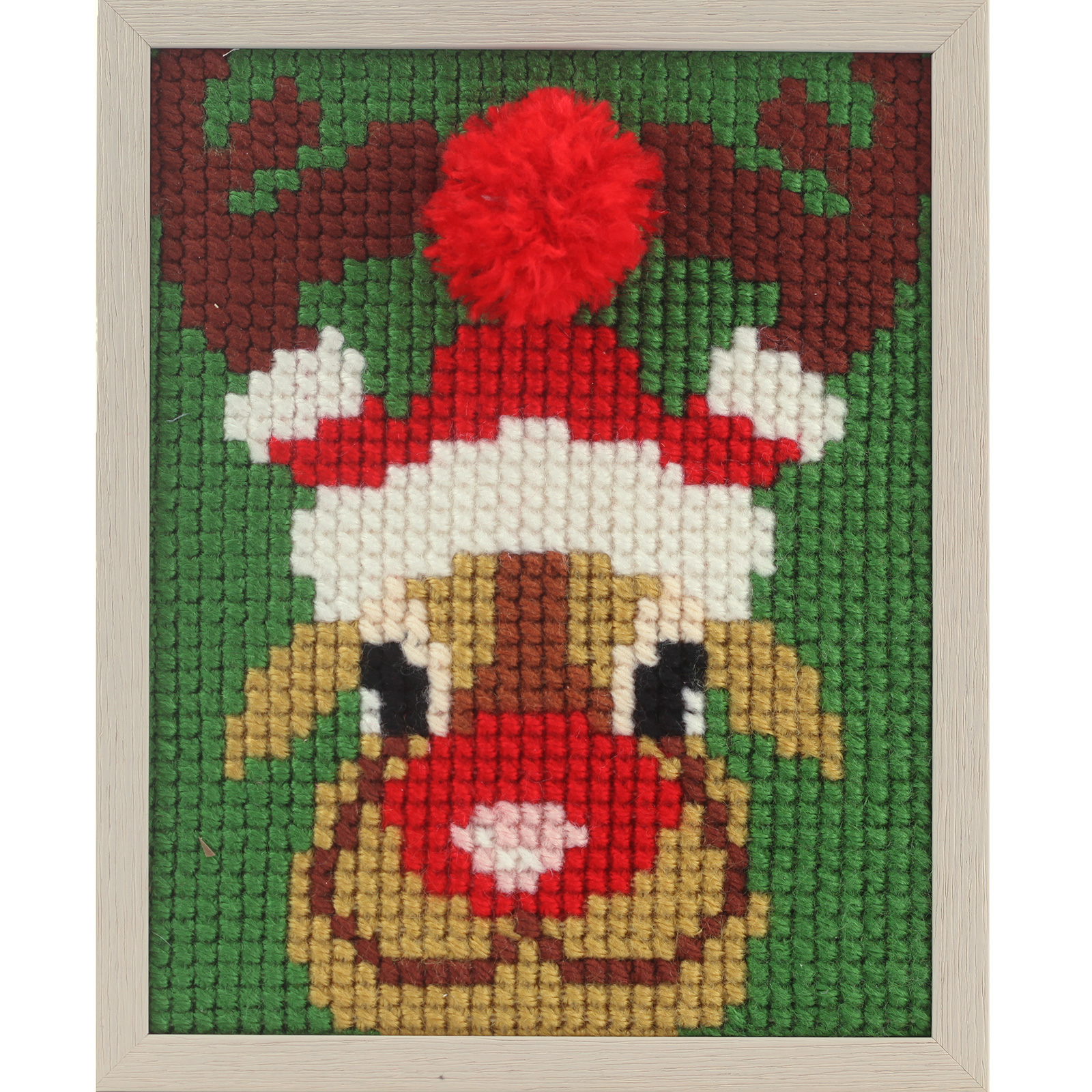 Pako 027.060 Voorbedrukt kinder kruissteek borduurpakket Rendier 18 x 24 cm - PAKKET