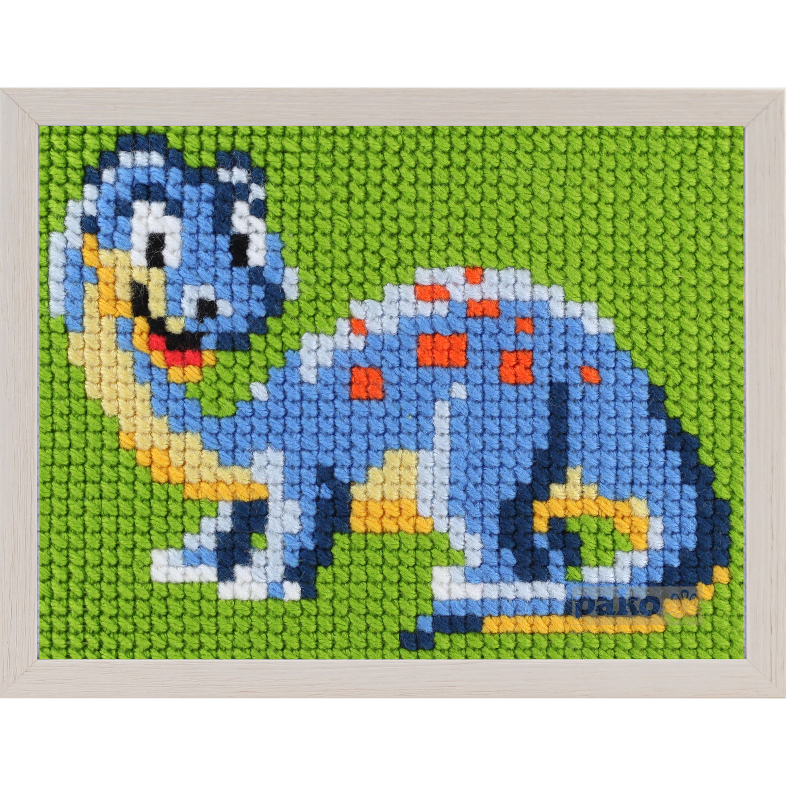 Pako 027.061 Voorbedrukt kinder kruissteek borduurpakket Dino 18 x 24 cm - STUK