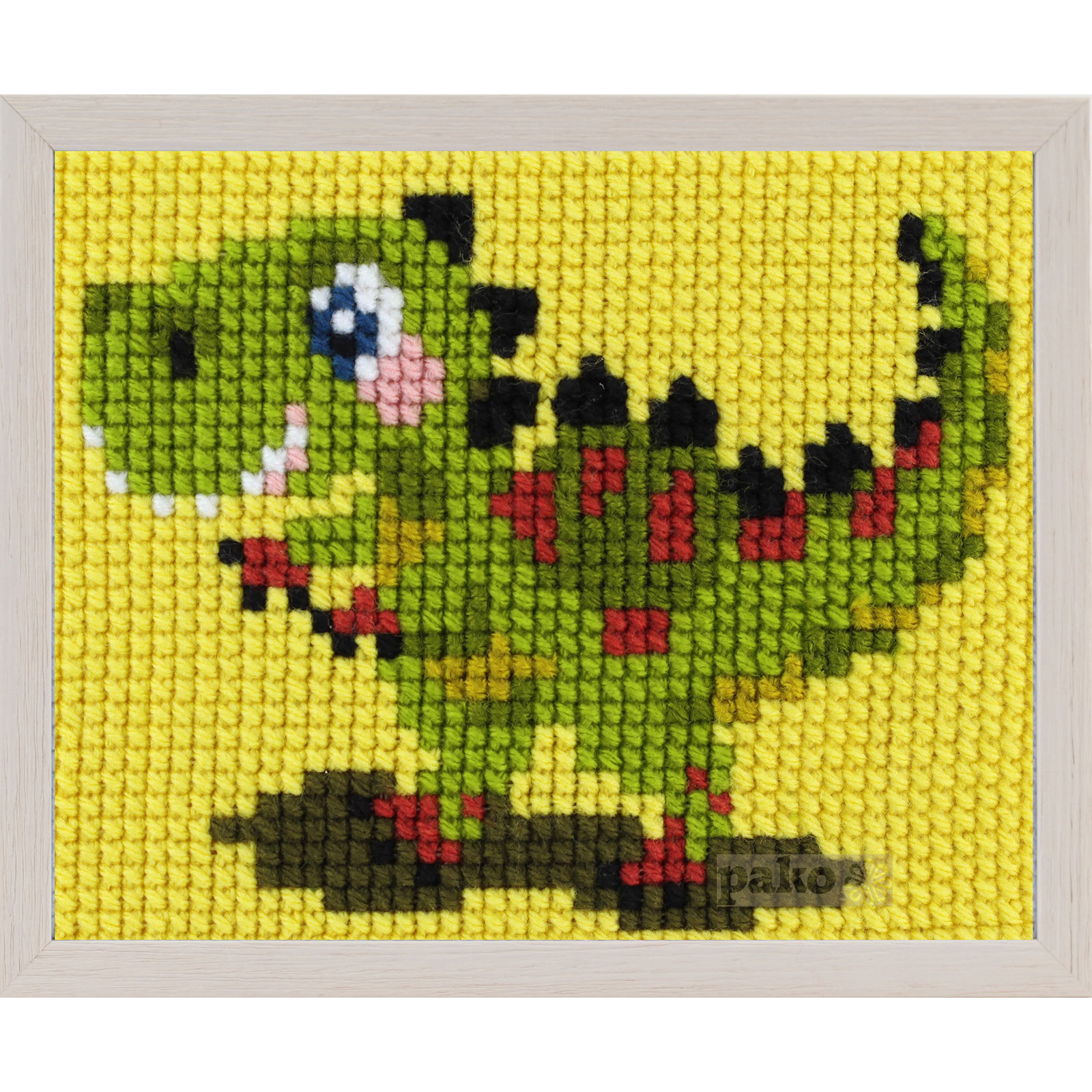 Pako 027.062 Voorbedrukt kinder kruissteek borduurpakket T-Rex 18 x 24 cm - STUK