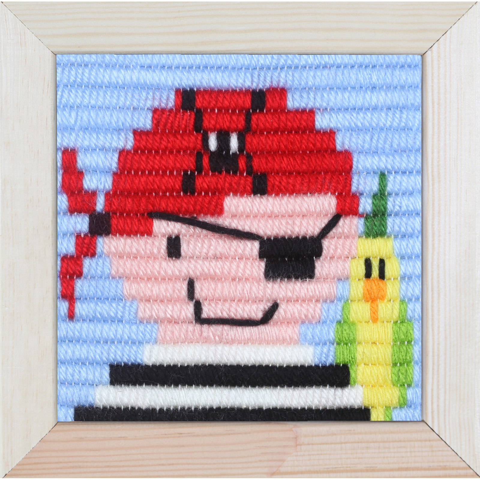 Pako 079.730 Voorbedrukt kinder platsteek borduurpakket Piraat 15x15cm - PAKKET