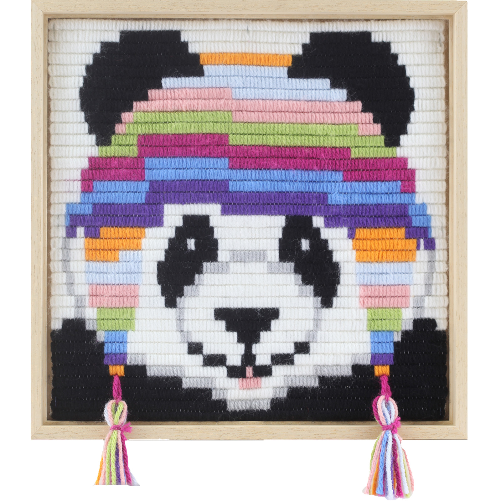 Pako 085.755 Voorbedrukt kinder platsteek borduurpakket Panda 30x30cm - PAKKET