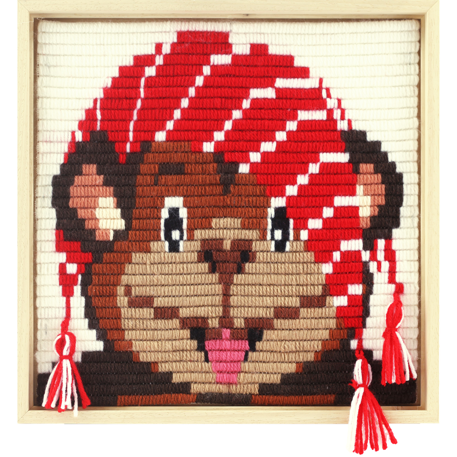 Pako 085.756 Voorbedrukt kinder platsteek borduurpakket Aap 30x30cm - PAKKET