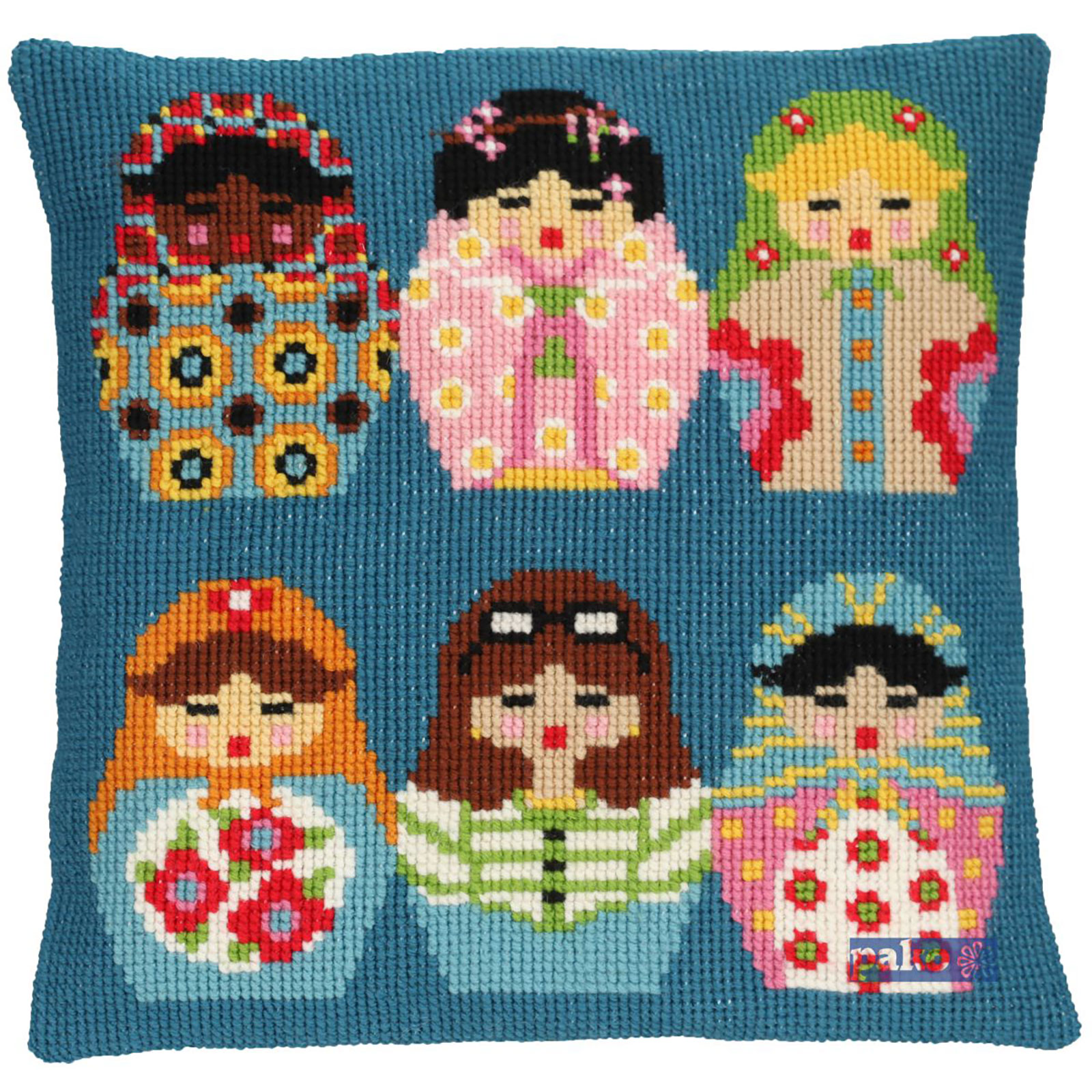 Pako 160801 Voorbedrukt borduur Kussenpakket Matroesjka 40x40cm - STUK