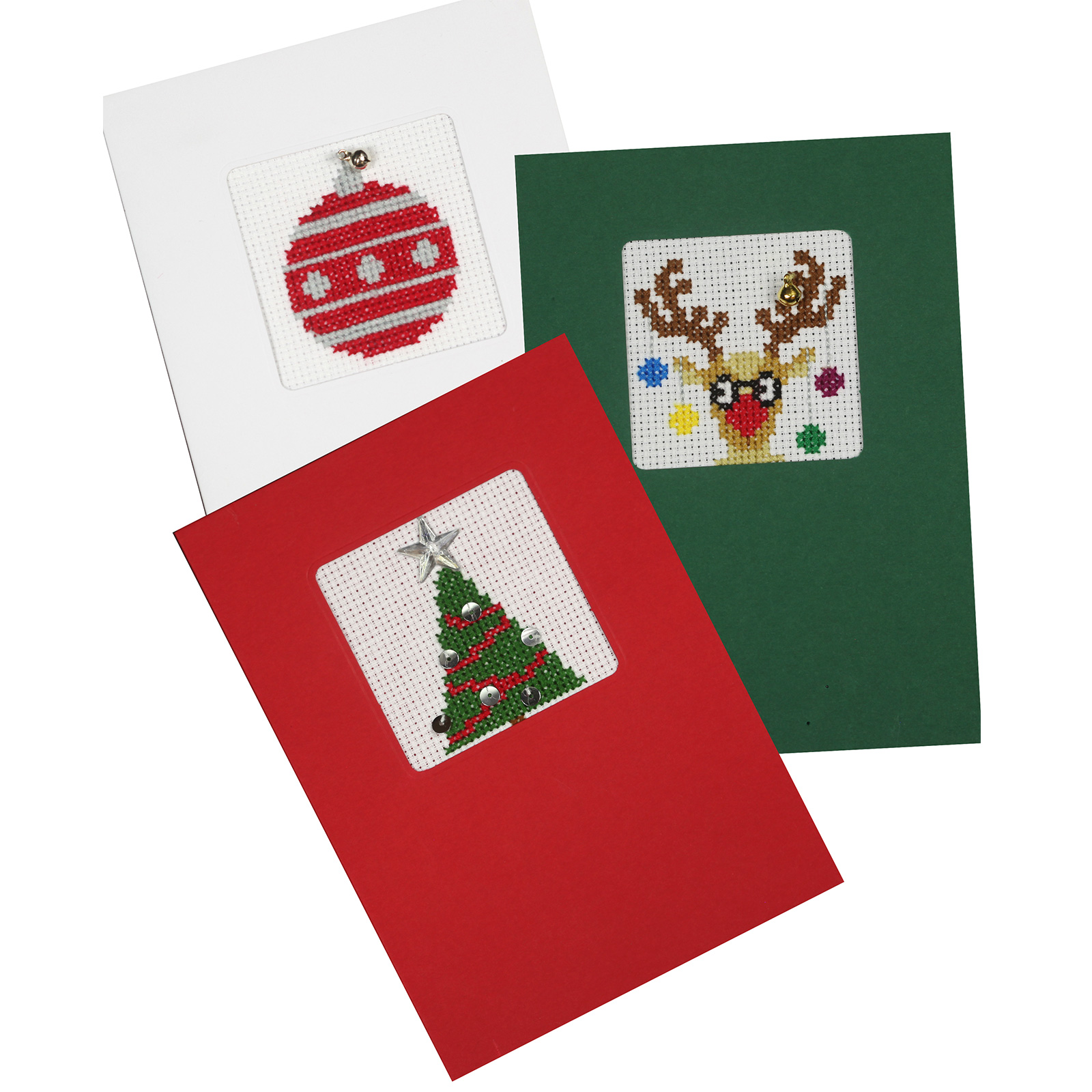 Pako 200.210 Borduurpakket telpatroon aïda 3 kerstkaarten 10,5 x 15 cm - PAKKET