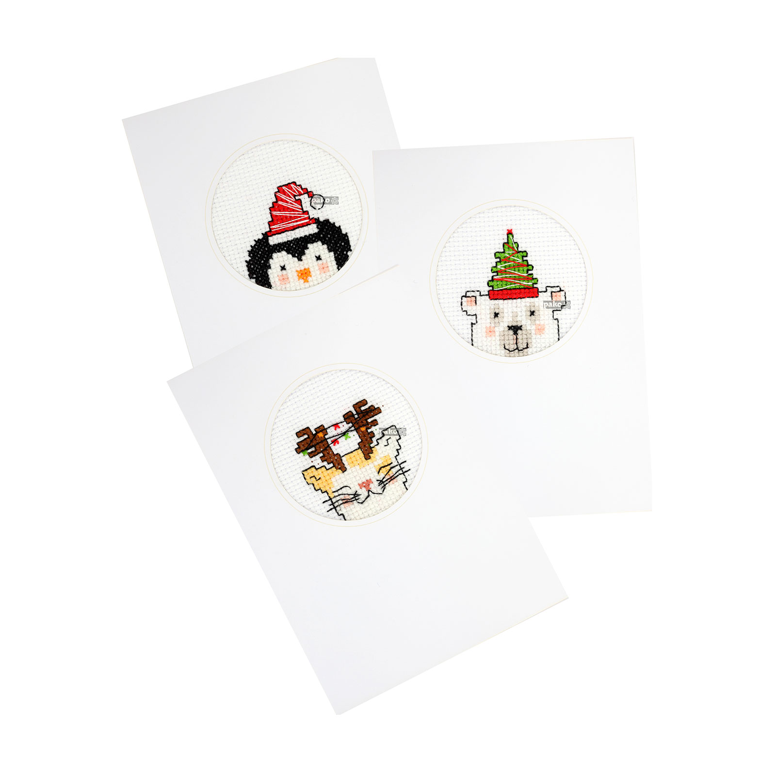 Pako 200.211 Borduurpakket telpatroon aïda 3 kerstkaarten 10,5 x 15 cm - SET