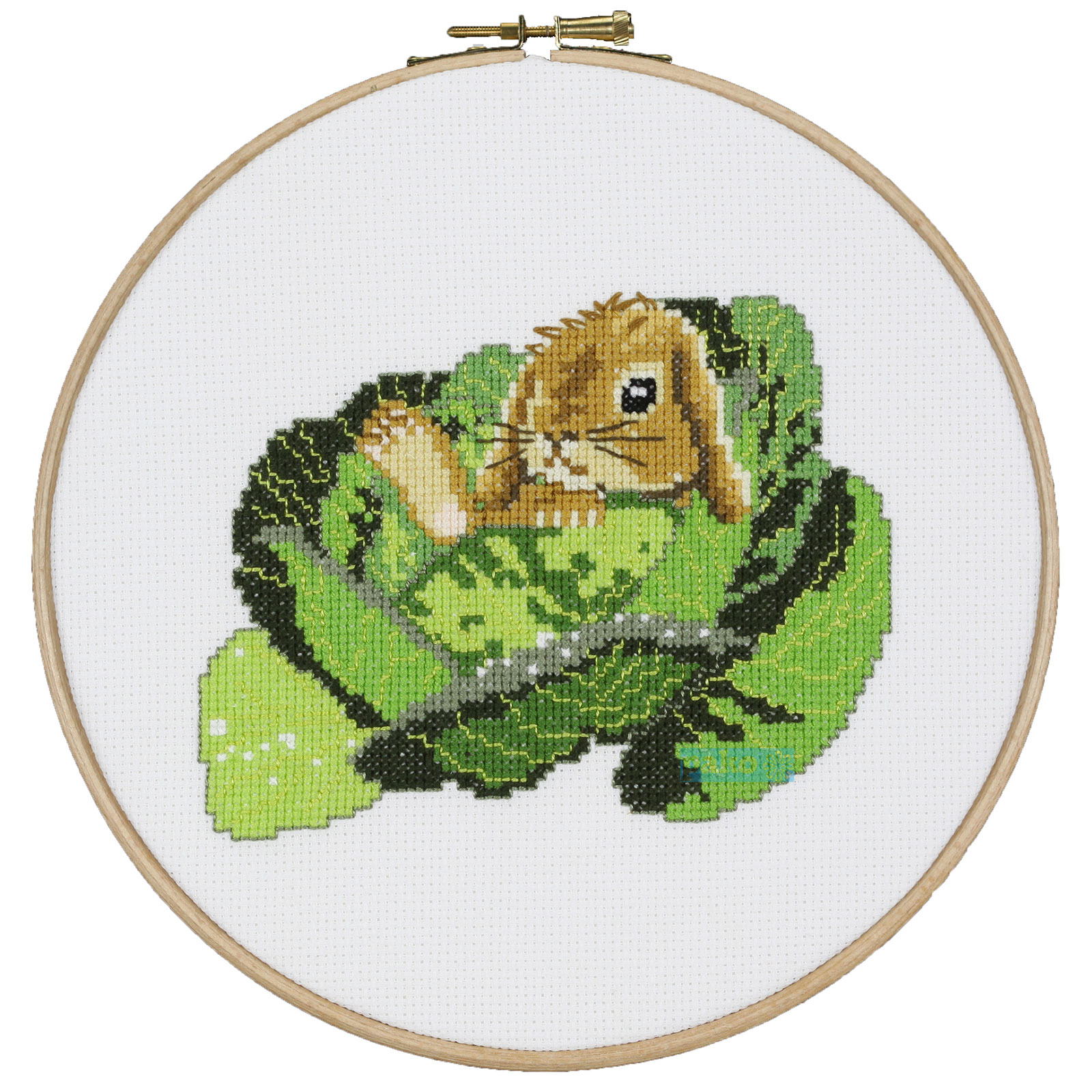 Pako 212356 Borduurpakket telpatroon aïda Konijn in kool 20cm rond - STUK