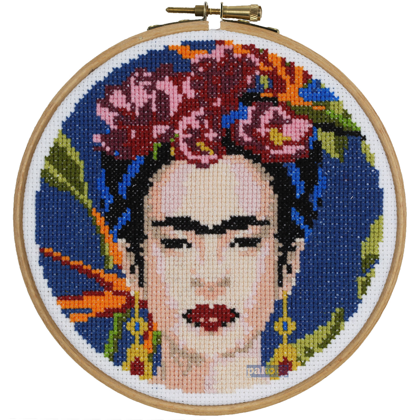 Pako 212372 Borduurpakket Telpatroon Frida Kahlo 15cm rond - STUK