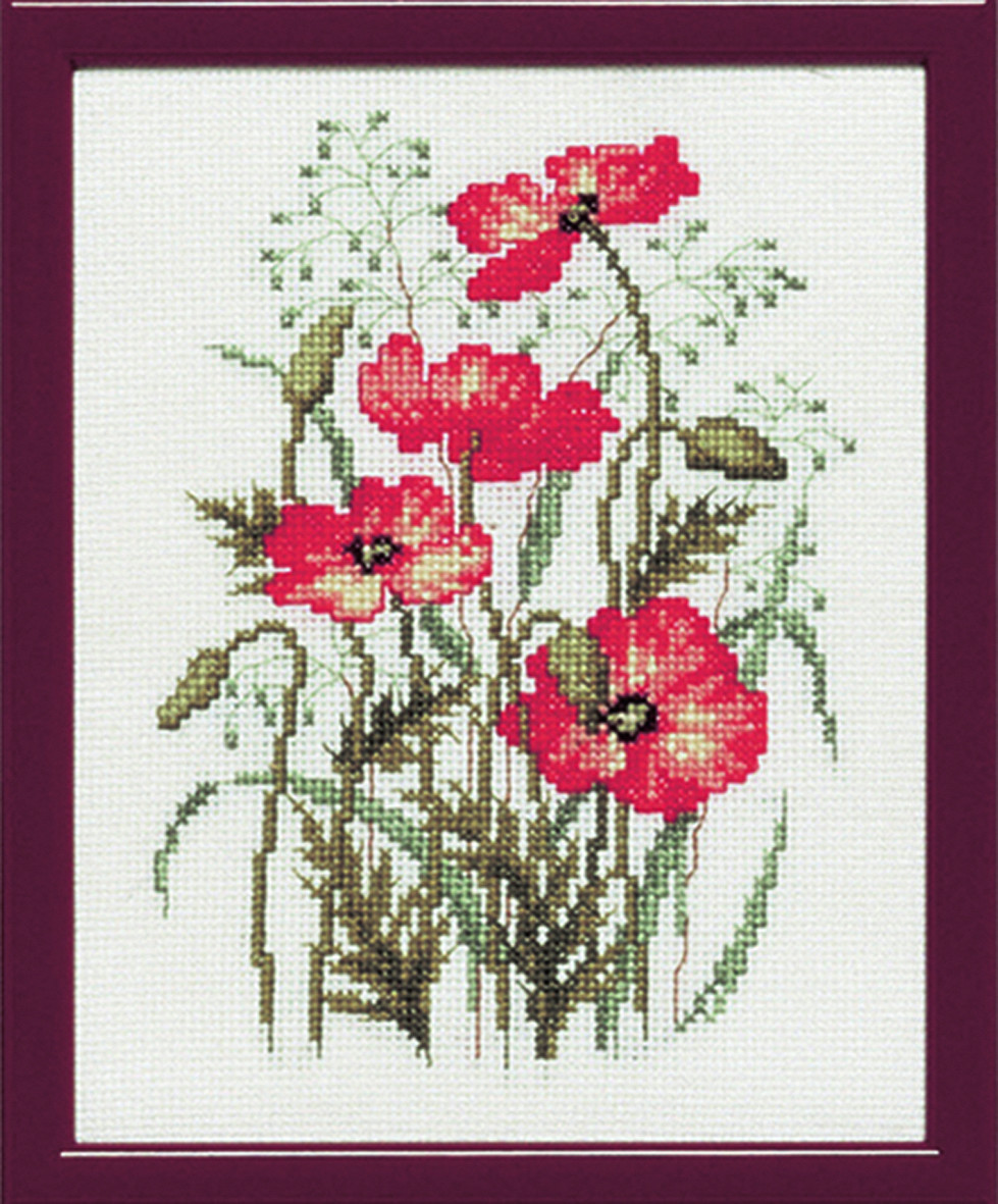 Pako 215.363 Borduurpakket telpatroon aïda Klaprozen 15x20cm - STUK