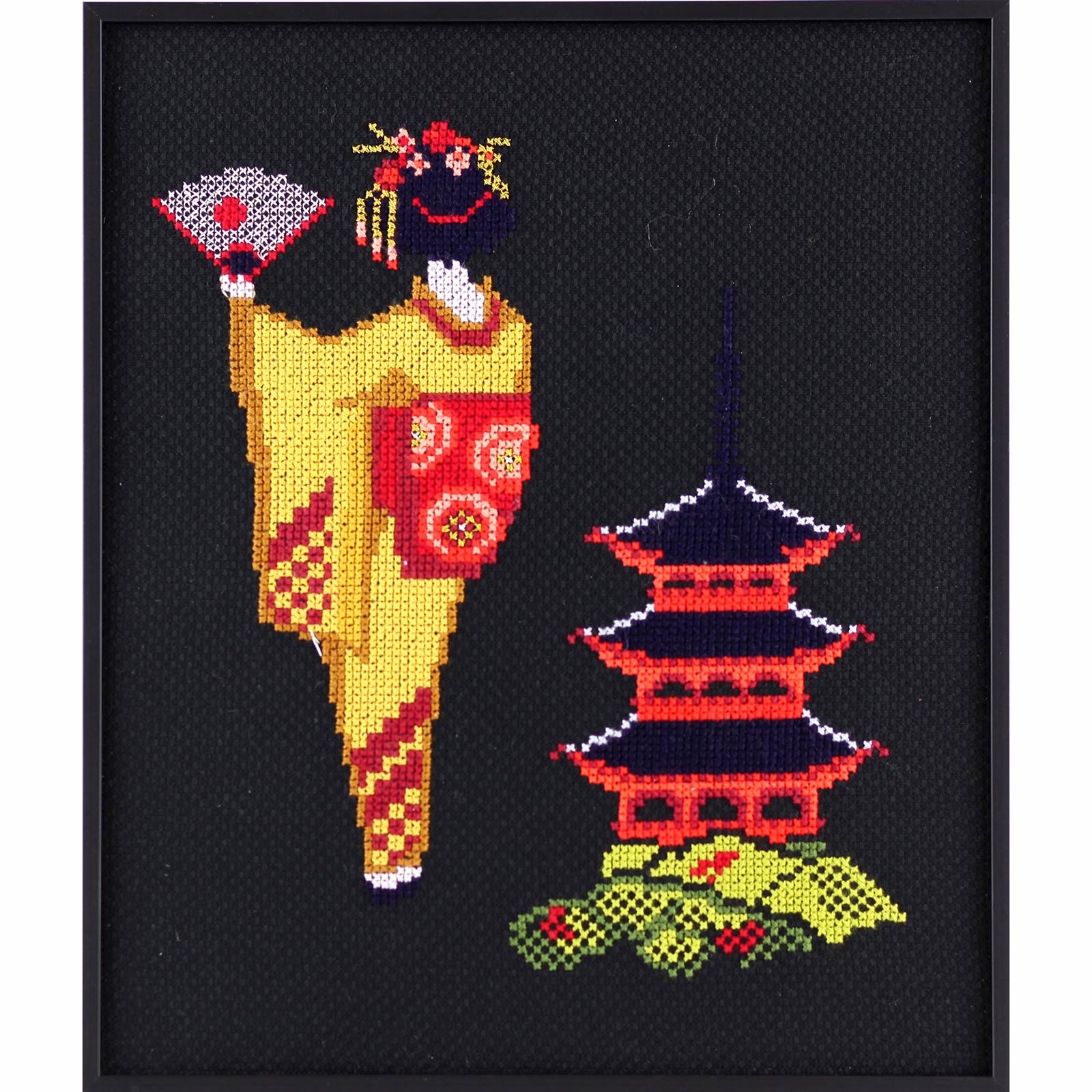 Pako 216.222 Borduurpakket telpatroon aïda Geisha toren 21 x 25 cm - PAKKET
