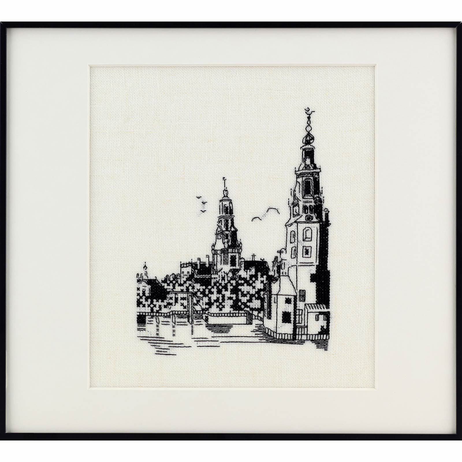 Pako 218.951 Borduurpakket telpatroon linnen Grachtenpanden 32 x 29 cm - PAKKET