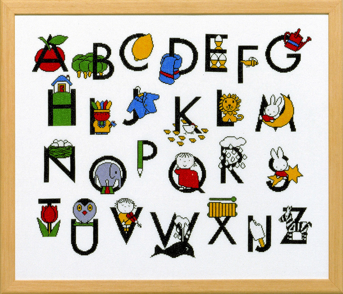 Pako 219.249 Borduurpakket telpatroon aïda Dick Bruna ABC 75 x 64 cm - STUK