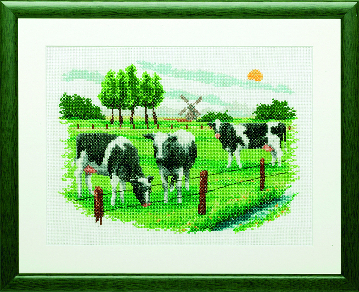 Pako 237.082 Borduurpakket telpatroon aïda Koeien 43 x 35 cm - STUK