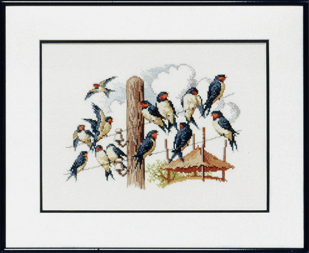 Pako 238.221 Borduurpakket telpatroon aïda Zwaluwen 44 x 36 cm - STUK