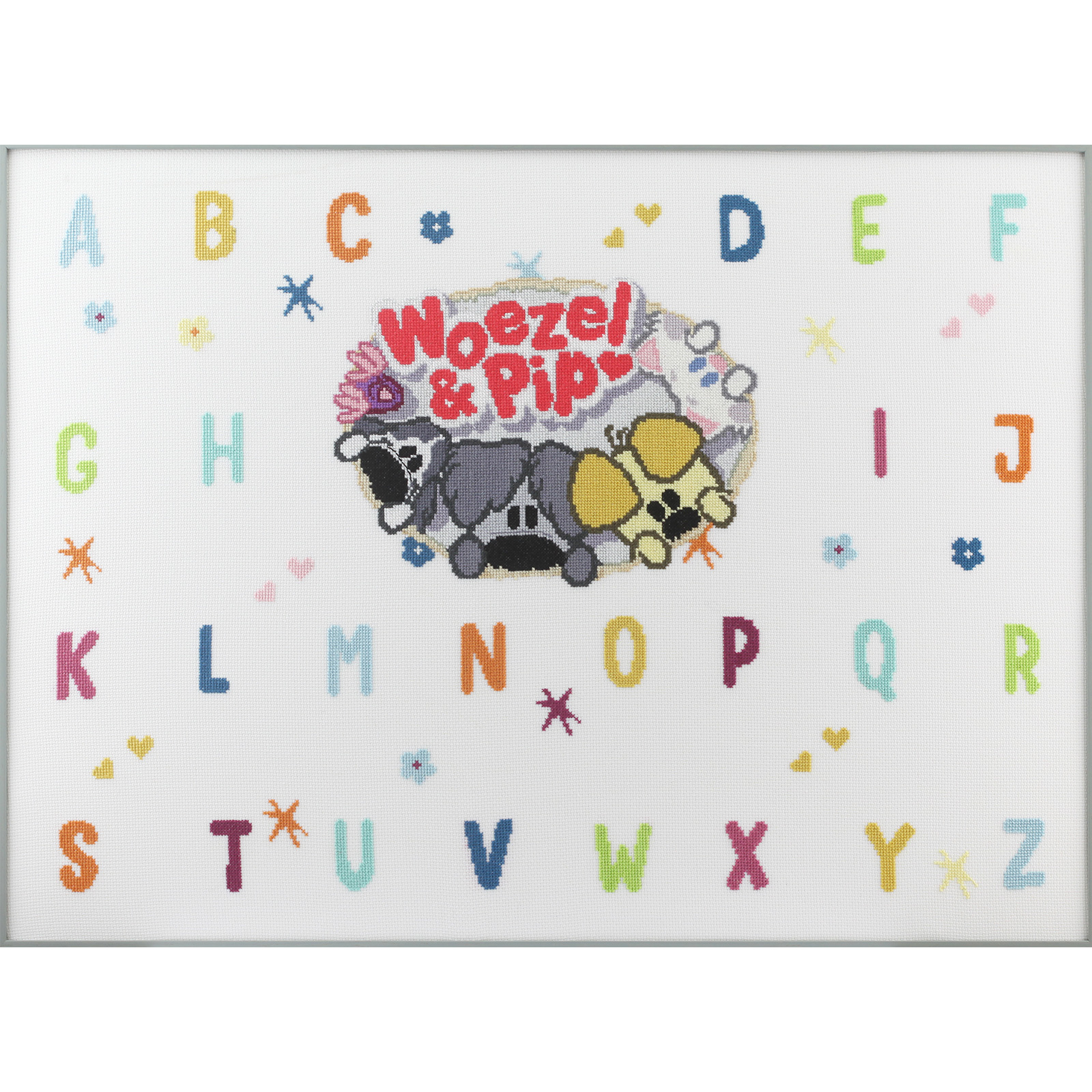 Pako 271.046 Borduurpakket telpatroon aïda Woezel & Pip ABC 66 x 49 cm - PAKKET