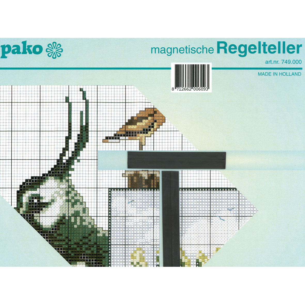 Pako 749.000 Magnetische Regelteller 23,5 x 23,5cm, metalen plaat met 2 magnetische strips - STUK