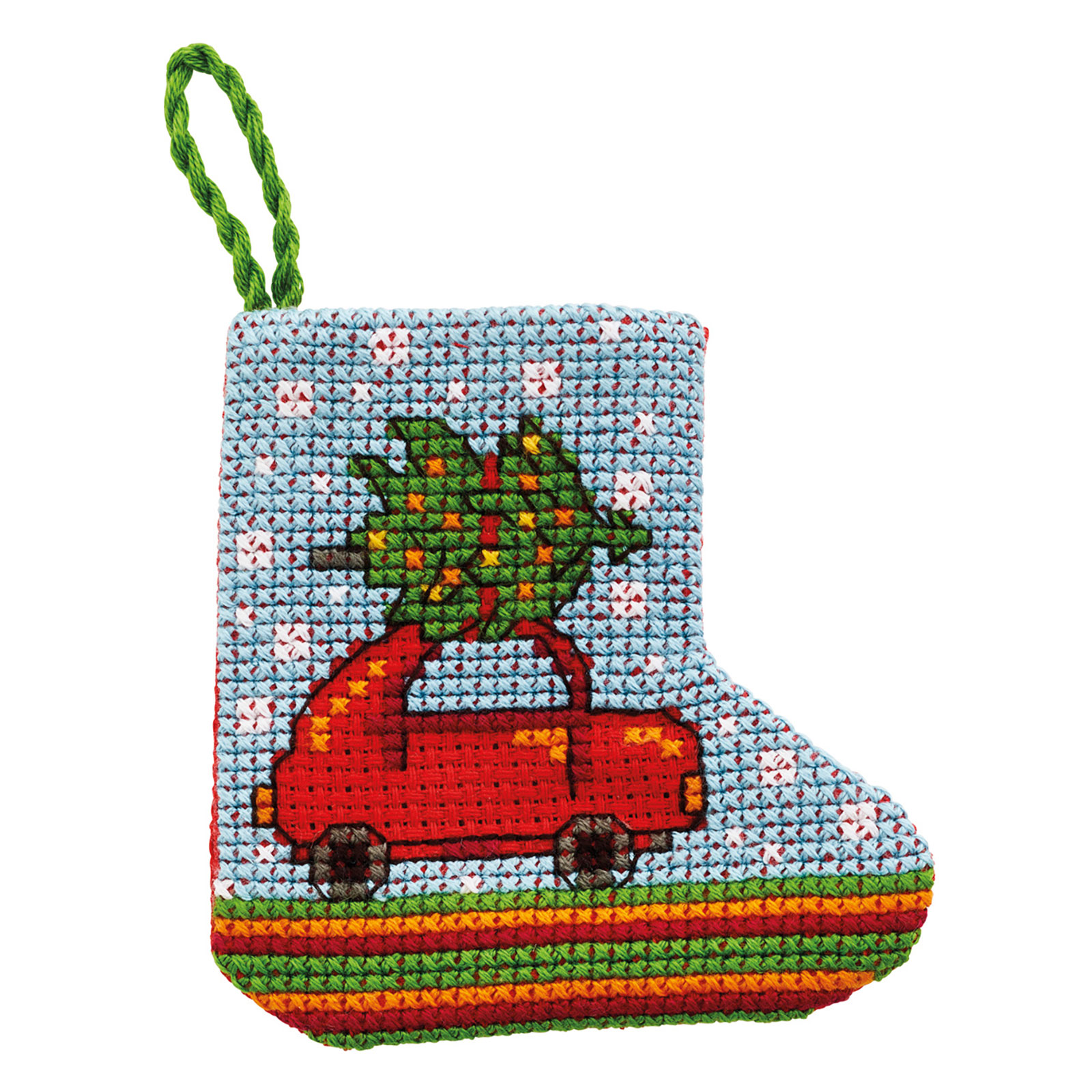Permin 01-2243 Borduurpakket Kerst auto 7x7cm - STUK