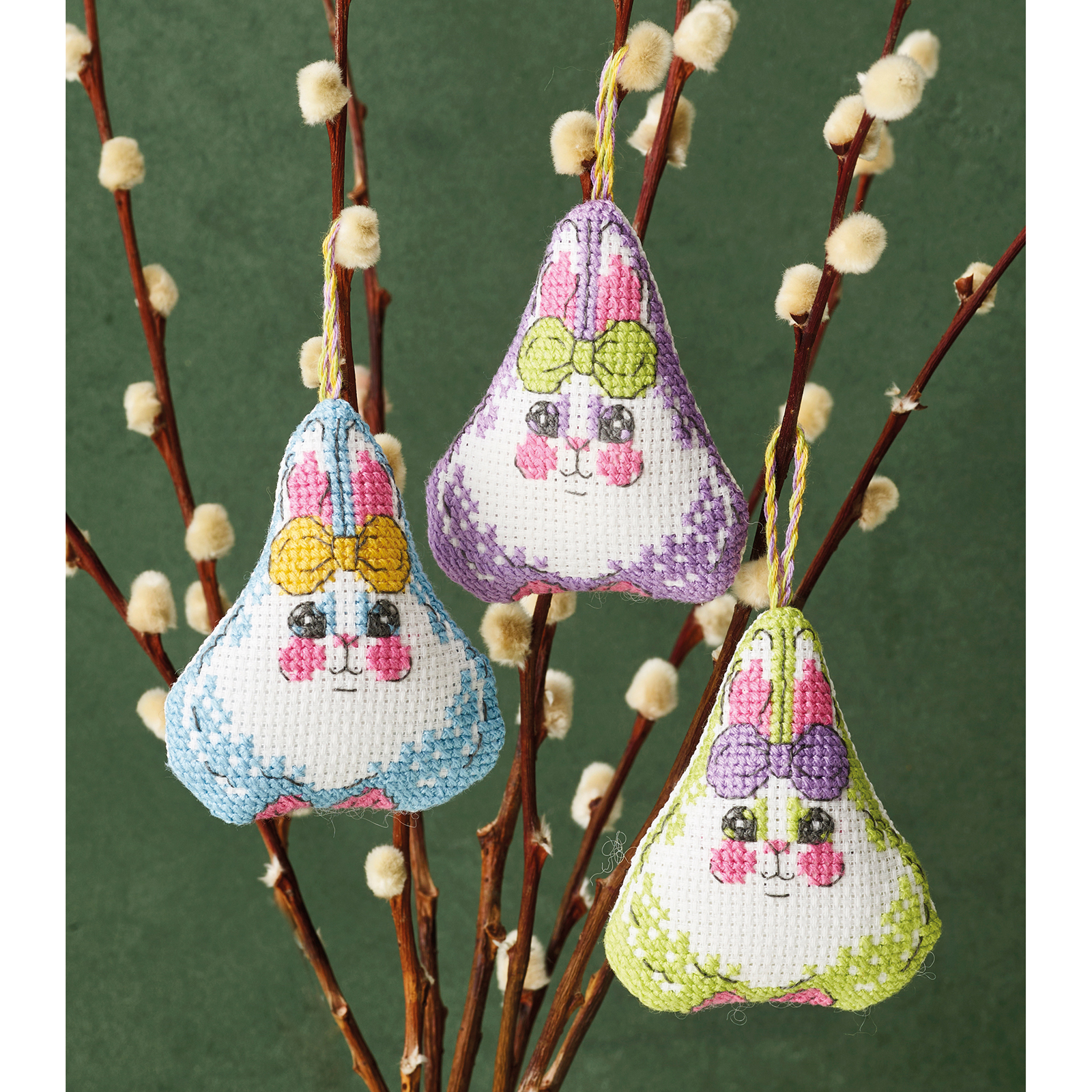 Permin 01-3446 Paashaas met strik 3 stuks 6x7cm - STUK