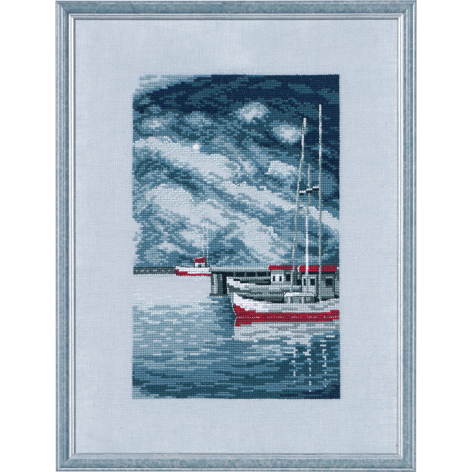 Permin 12-0165 Borduurpakket Pier en boten 26x35 cm - STUK