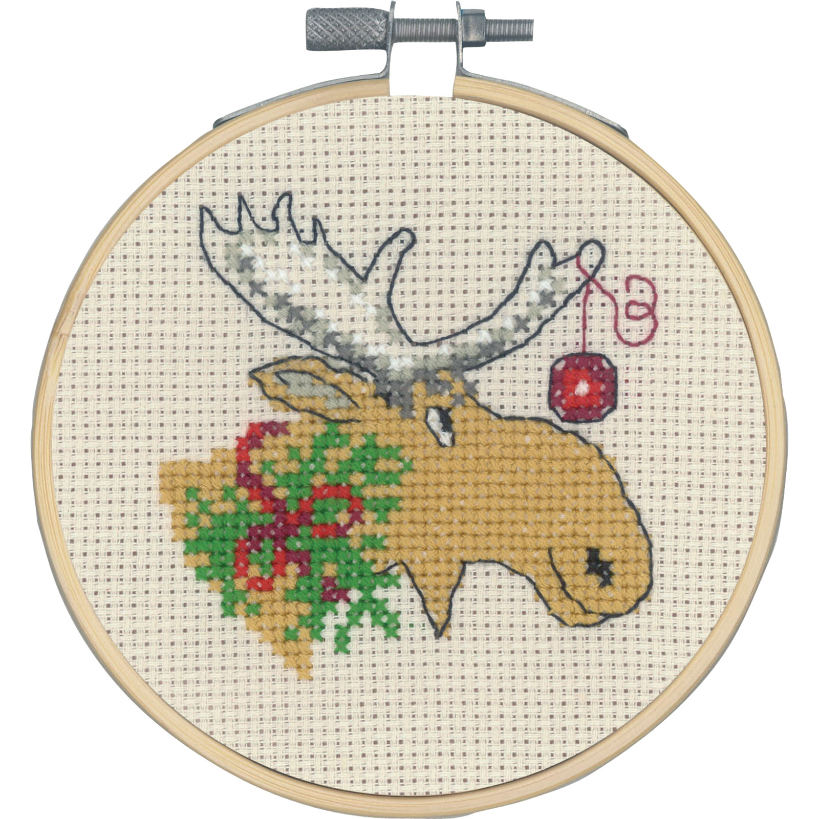 Permin 13-0294 Borduurpakket Eland & kerstbal 10 cm - STUK