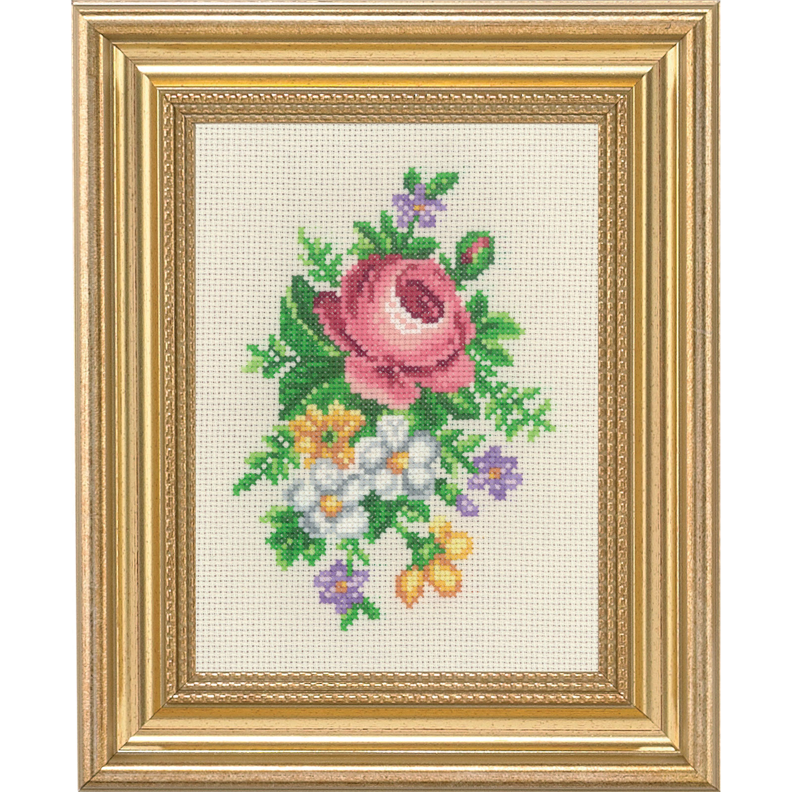 Permin 13-1137 Borduurpakket Rose & witte bloemen 9x14 cm - STUK