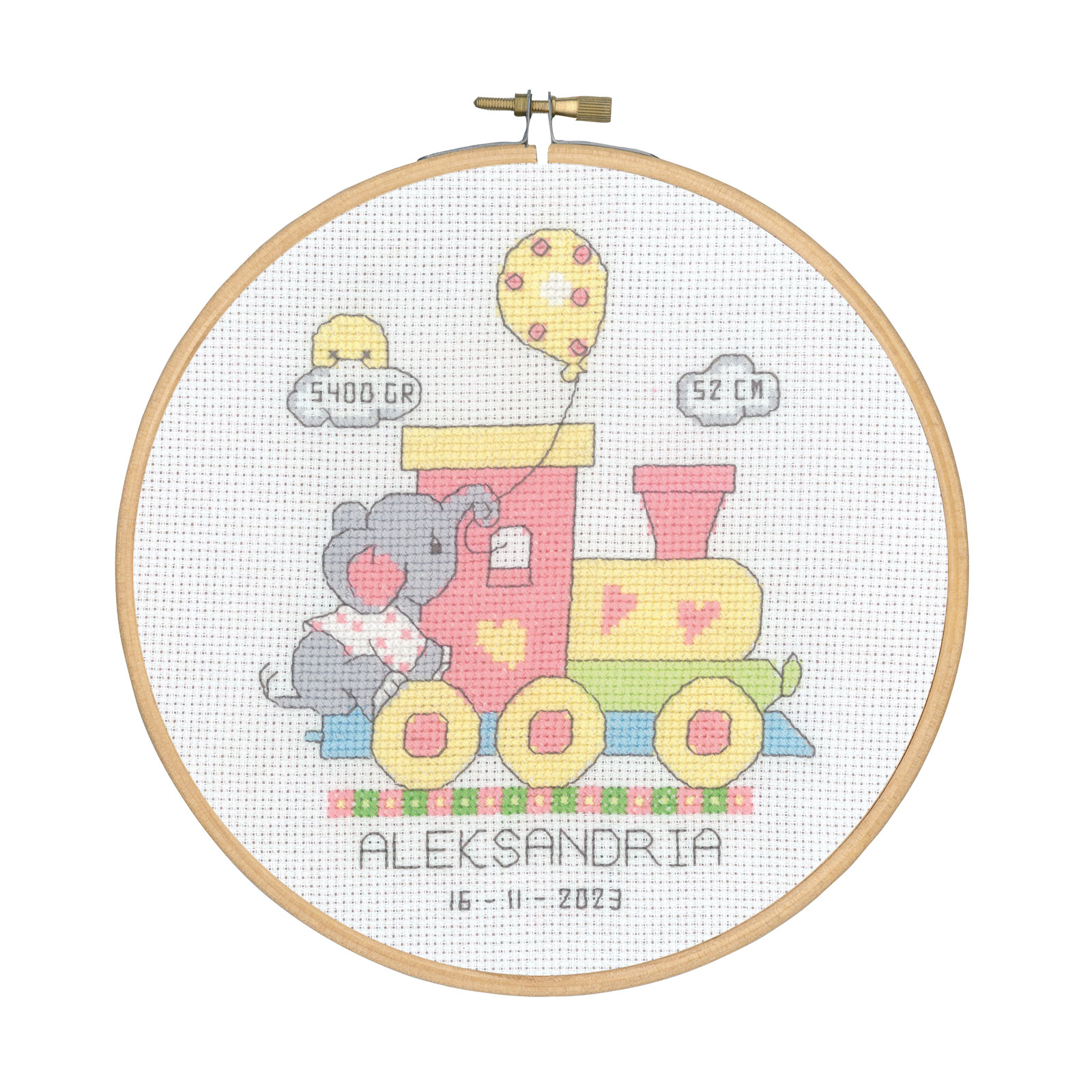 Permin 13-2475 Borduurpakket Geboorte 18cm rond - STUK