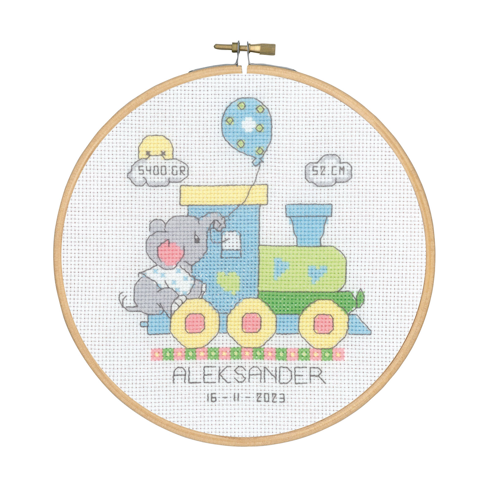 Permin 13-2476 Borduurpakket Geboorte 18cm rond - STUK