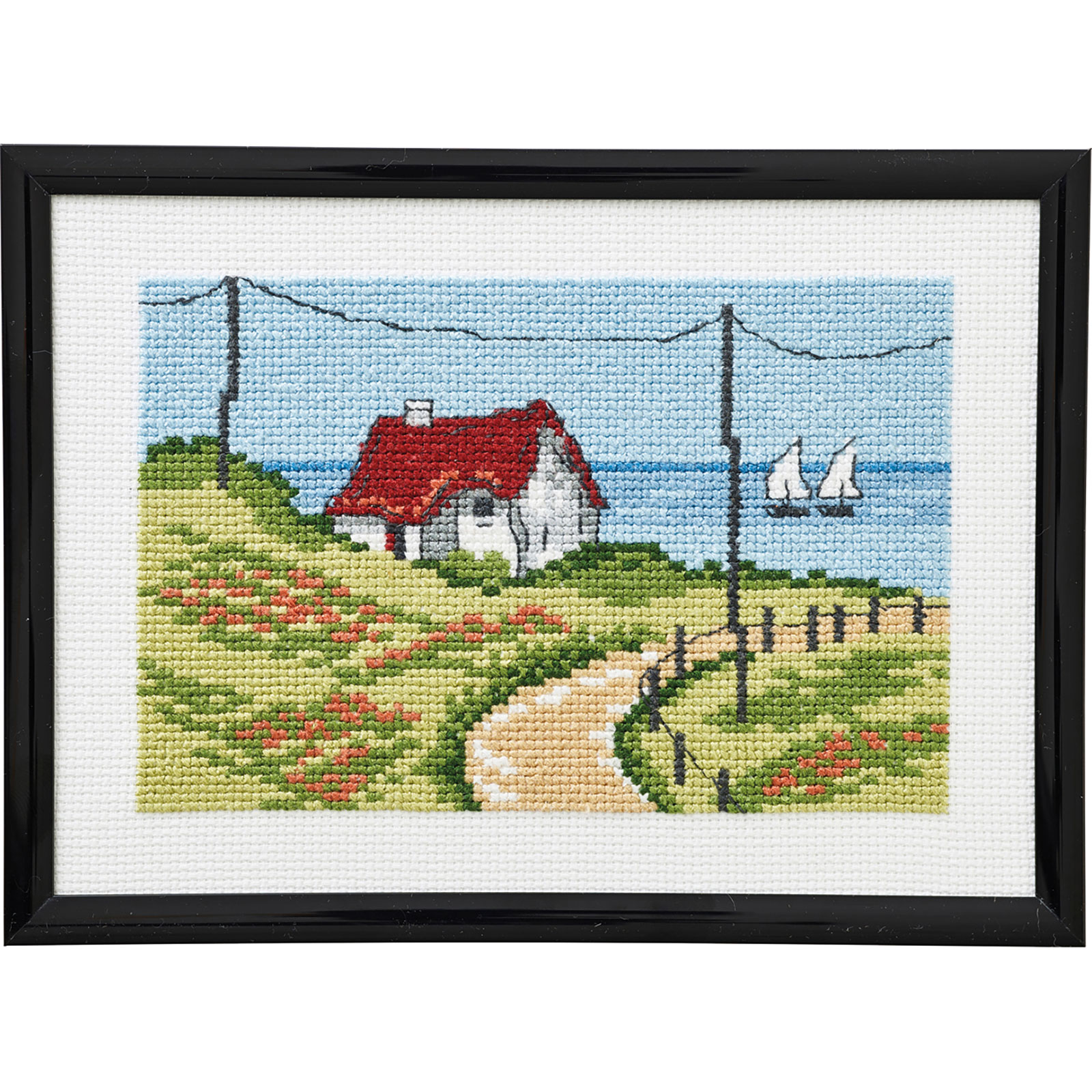 Permin 13-4413 Borduurpakket Het huis aan het water 18x13cm - STUK