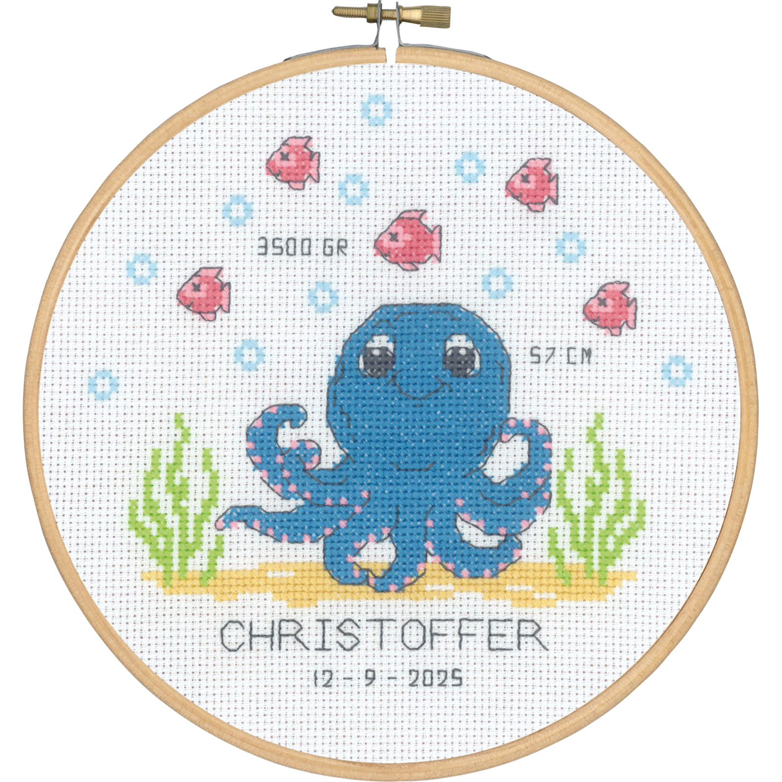 Permin 13-4419 Borduurpakket Octopus-Christoffer Ø18cm - STUK