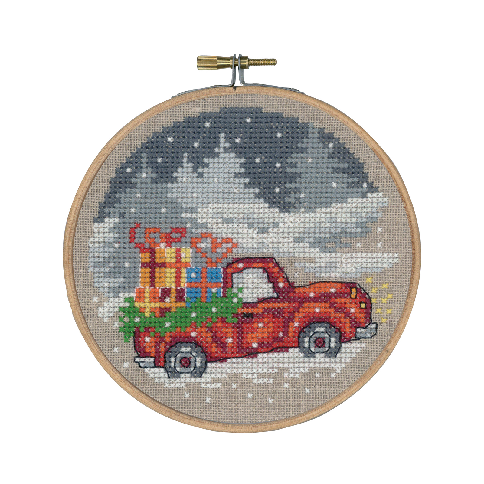 Permin 13-8244 Borduurpakket Rode vrachtwagen 13 cm - STUK