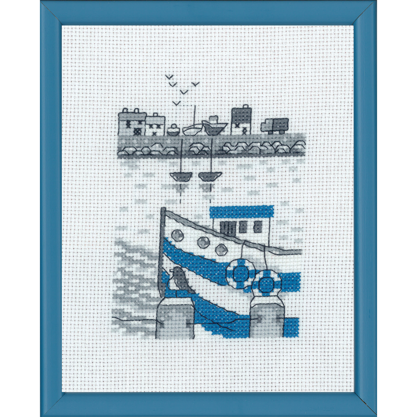 Permin 13-9117 Borduurpakket visboot 14x18 cm - STUK