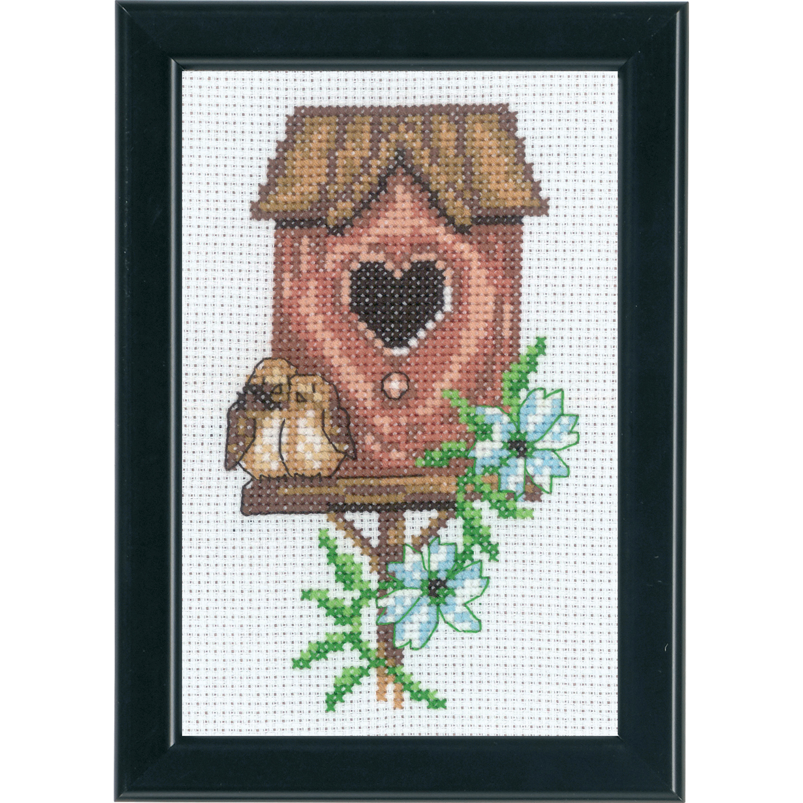 Permin 13-9423 Borduurpakket Vogelhuisje rose 9x14 cm - STUK