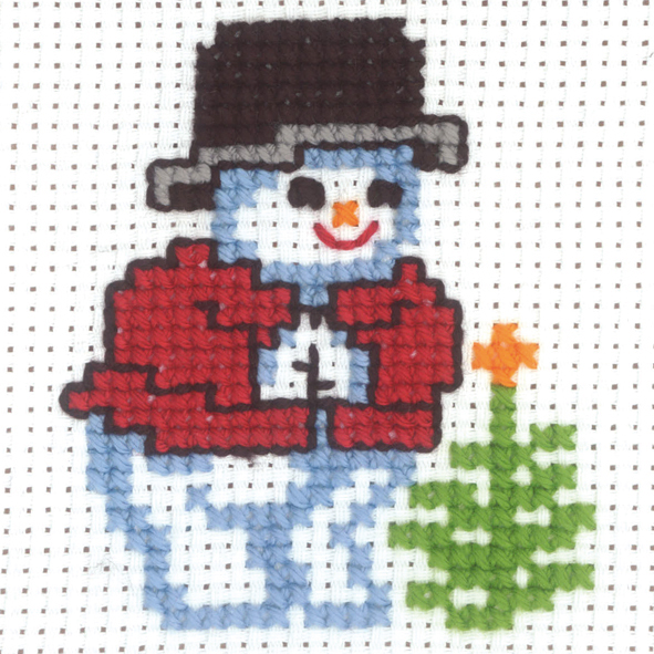 Permin 14-0202 Borduurpakket My First Kit Sneeuwpop met sparren 10x10 cm - STUK