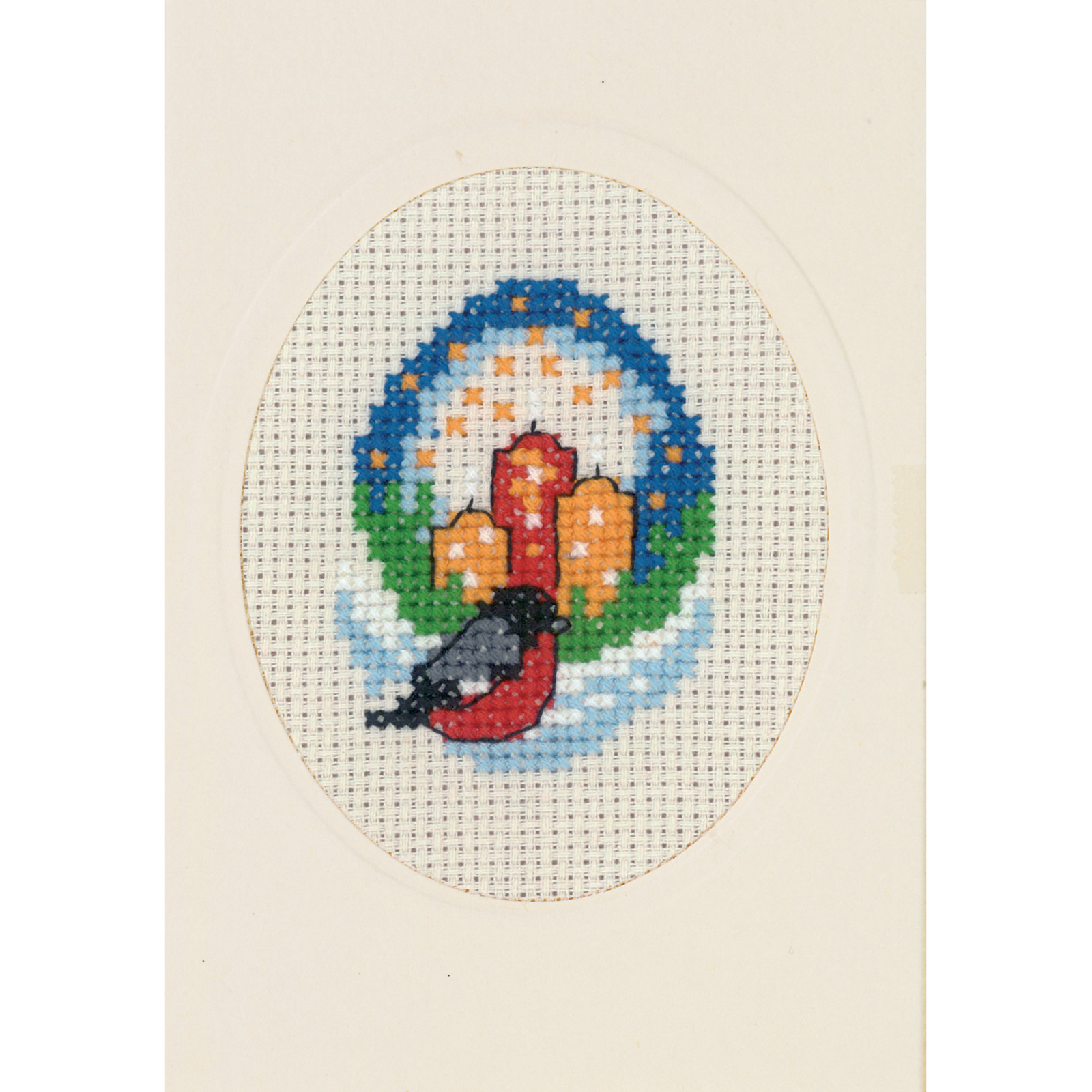 Permin 17-8235 Borduurpakket kerstkaart Licht & goudvink 9x13 cm - STUK