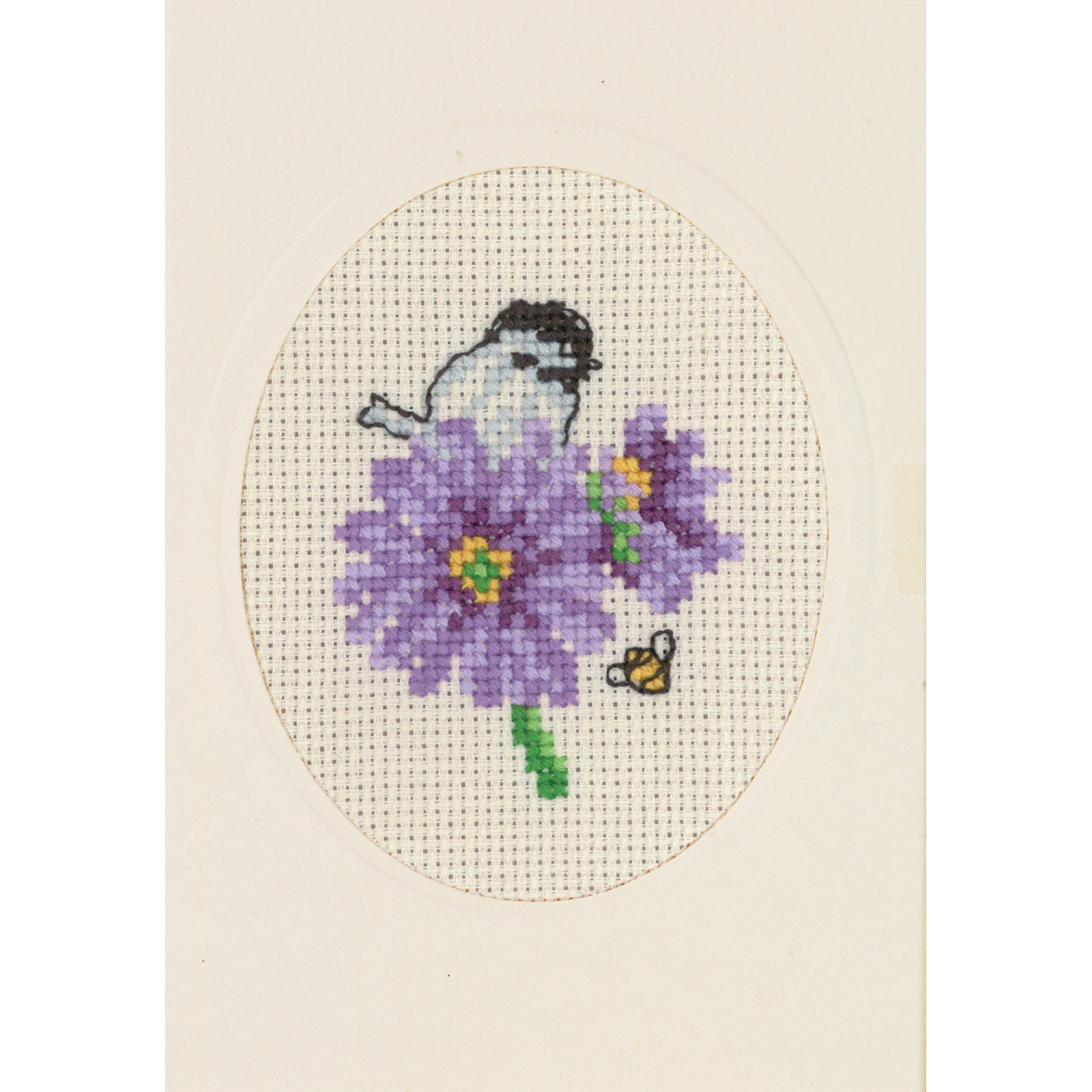 Permin 17-9107 Wenskaart Bloem paars 9x13 cm - STUK