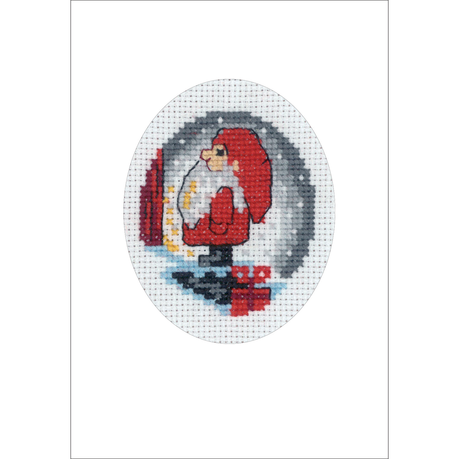 Permin 17-9285 Borduurpakket kerstkaart Elf op trappen 9x13 cm - STUK