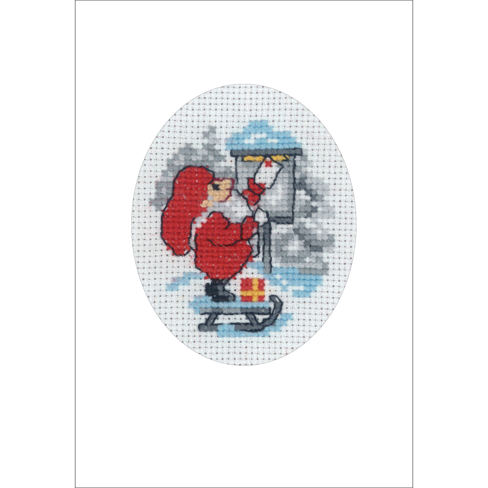 Permin 17-9286 Borduurpakket kerstkaart Elf met post kaart 9x13 cm - STUK