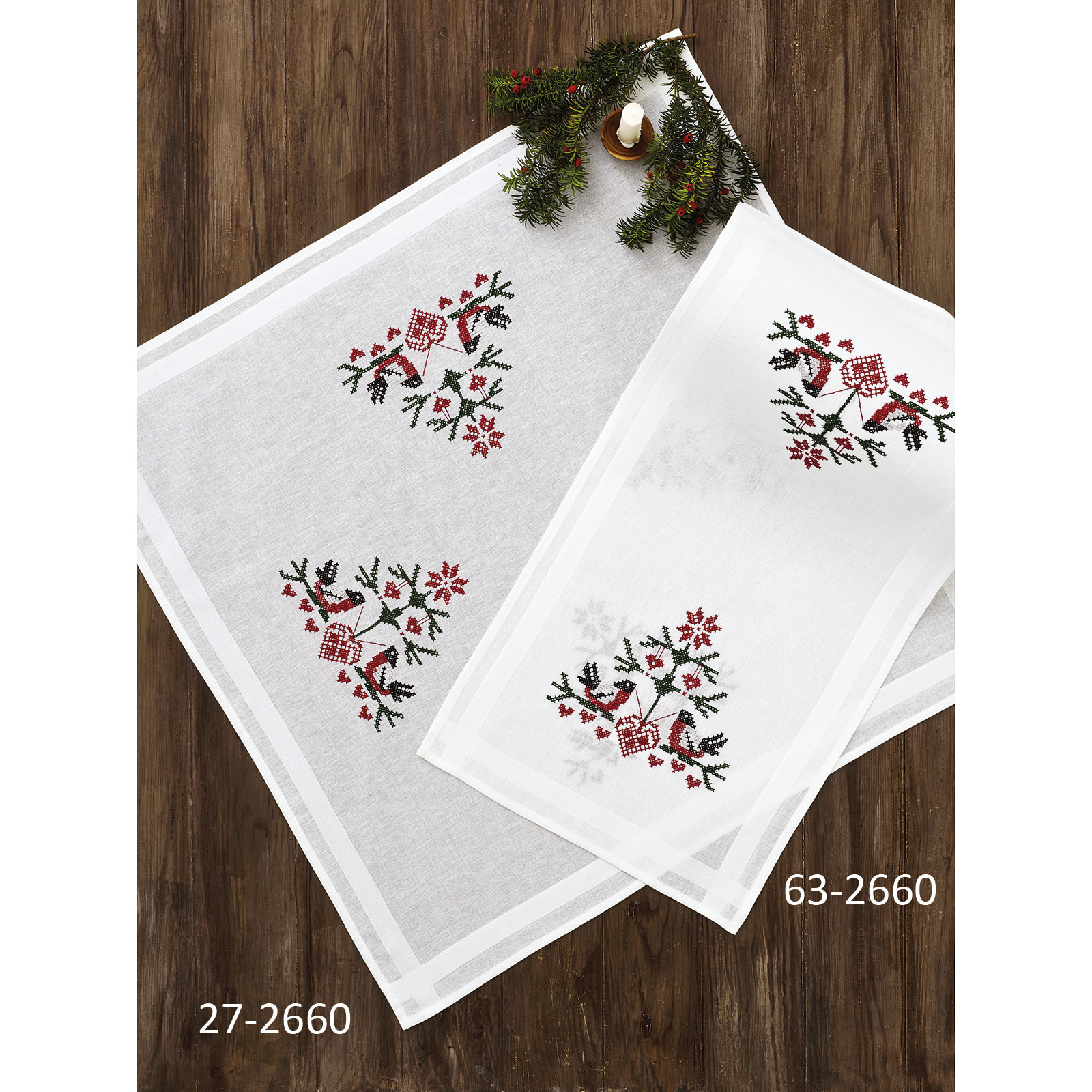 Permin 27-2660 Borduurpakket Vogels met hartjes 80x80cm - STUK