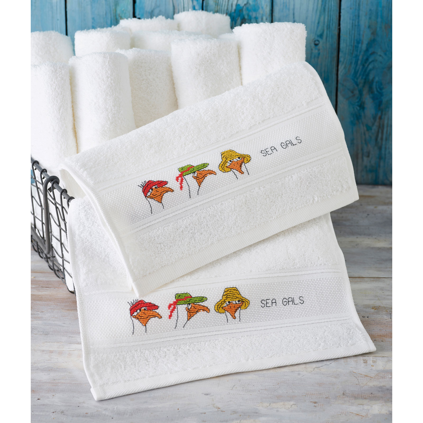 Permin 28-4477 Borduurpakket Zeemeeuwen twee handdoeken - STUK