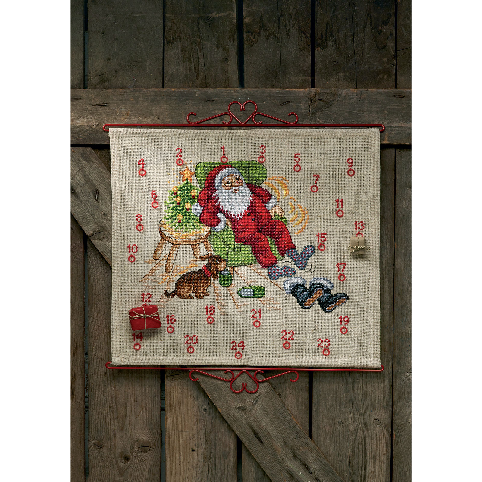 Permin 34-1221 Borduurpakket adventskalender Kerstman 58x52 cm - STUK