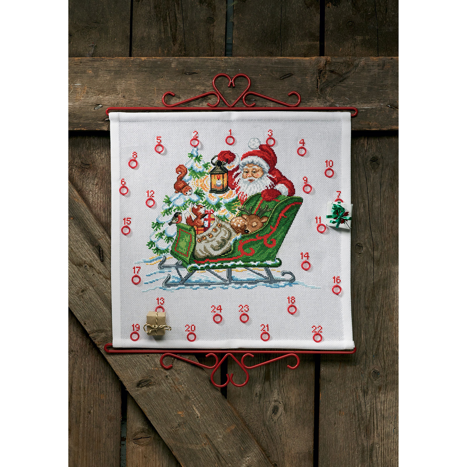 Permin 34-1222 Borduurpakket adventskalender Dieren in de slee - STUK