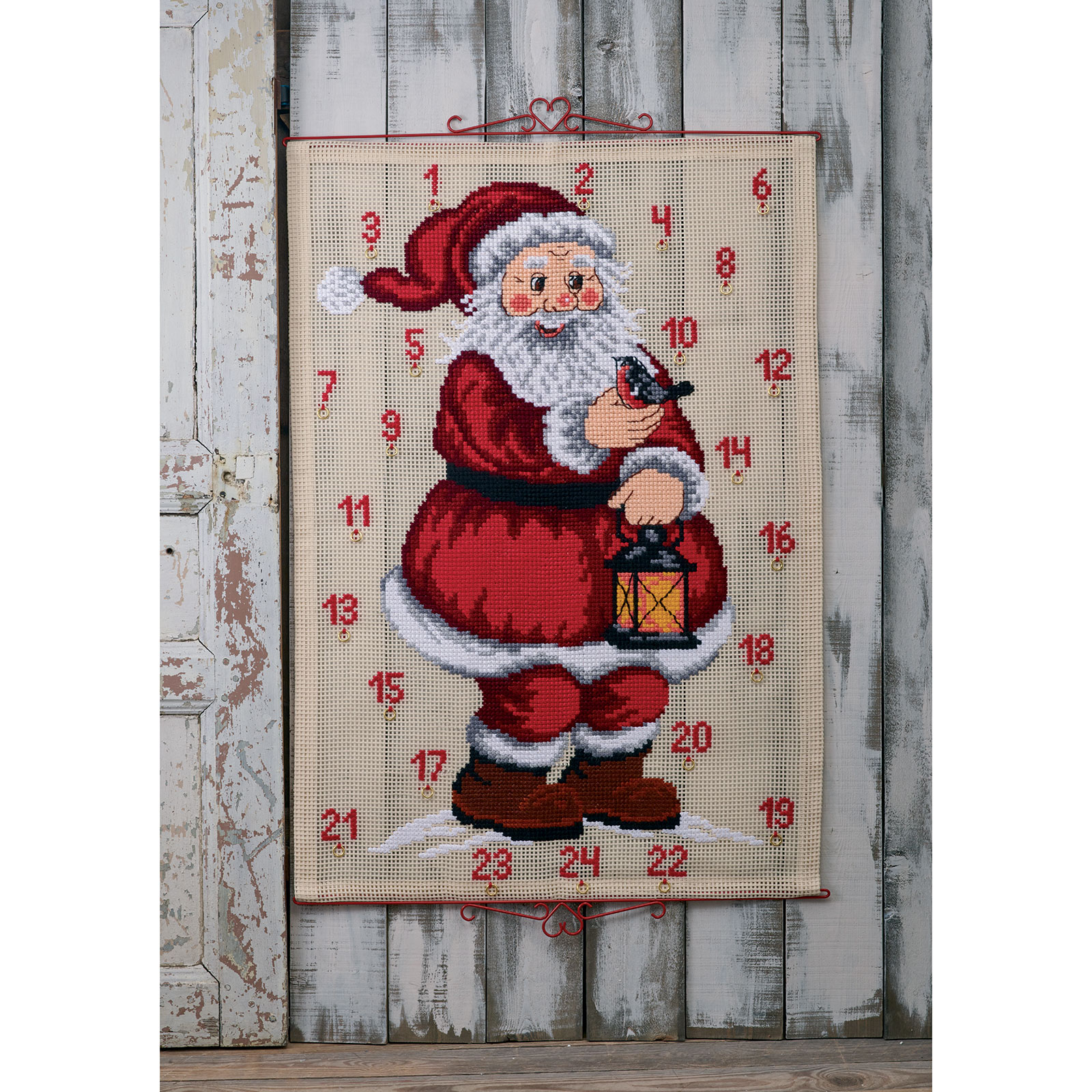 Permin 34-1224 Borduurpakket adventskalender Kerstman 80x115 cm - STUK