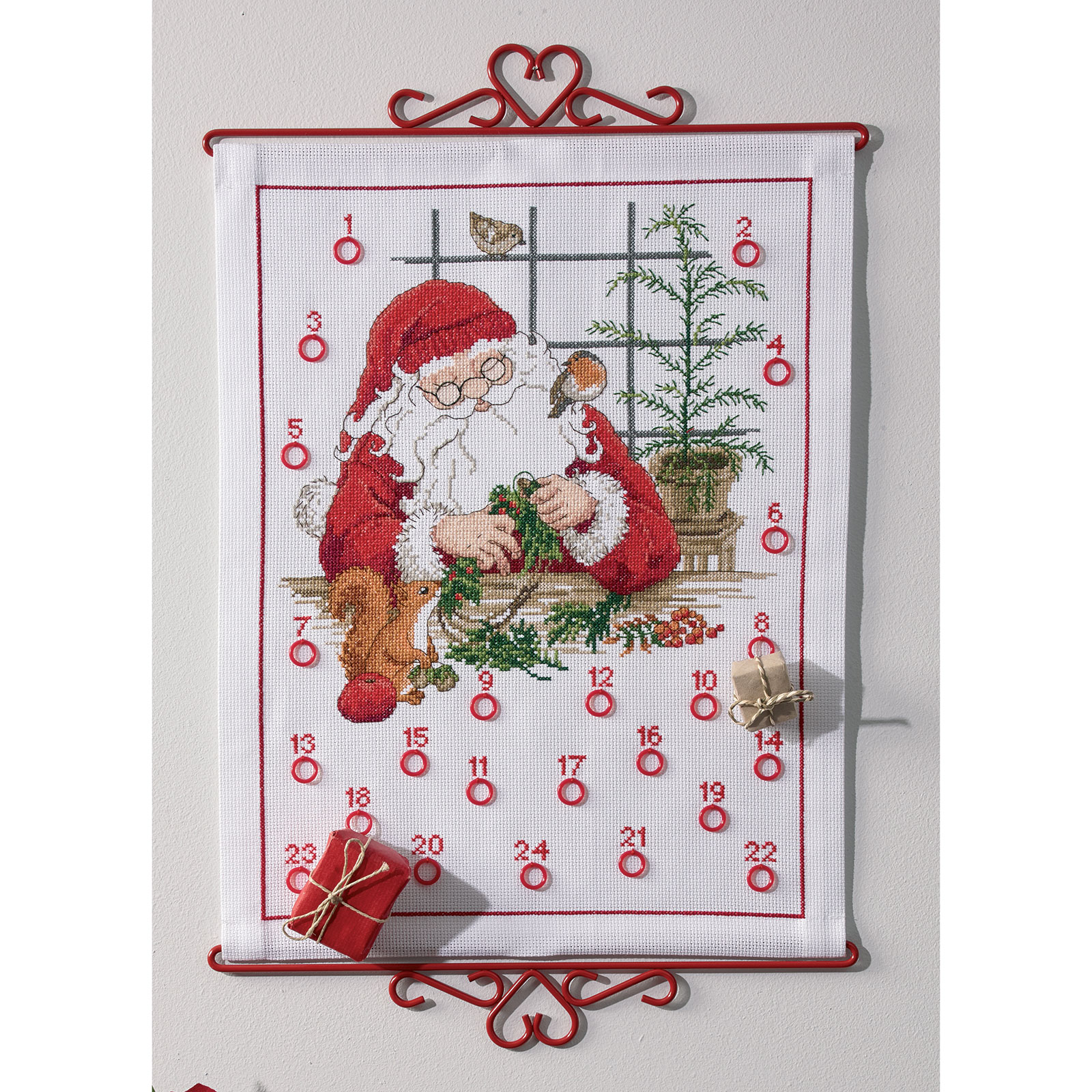 Permin 34-1603 Borduurpakket adventskalender Kerstman 35x45 cm - STUK