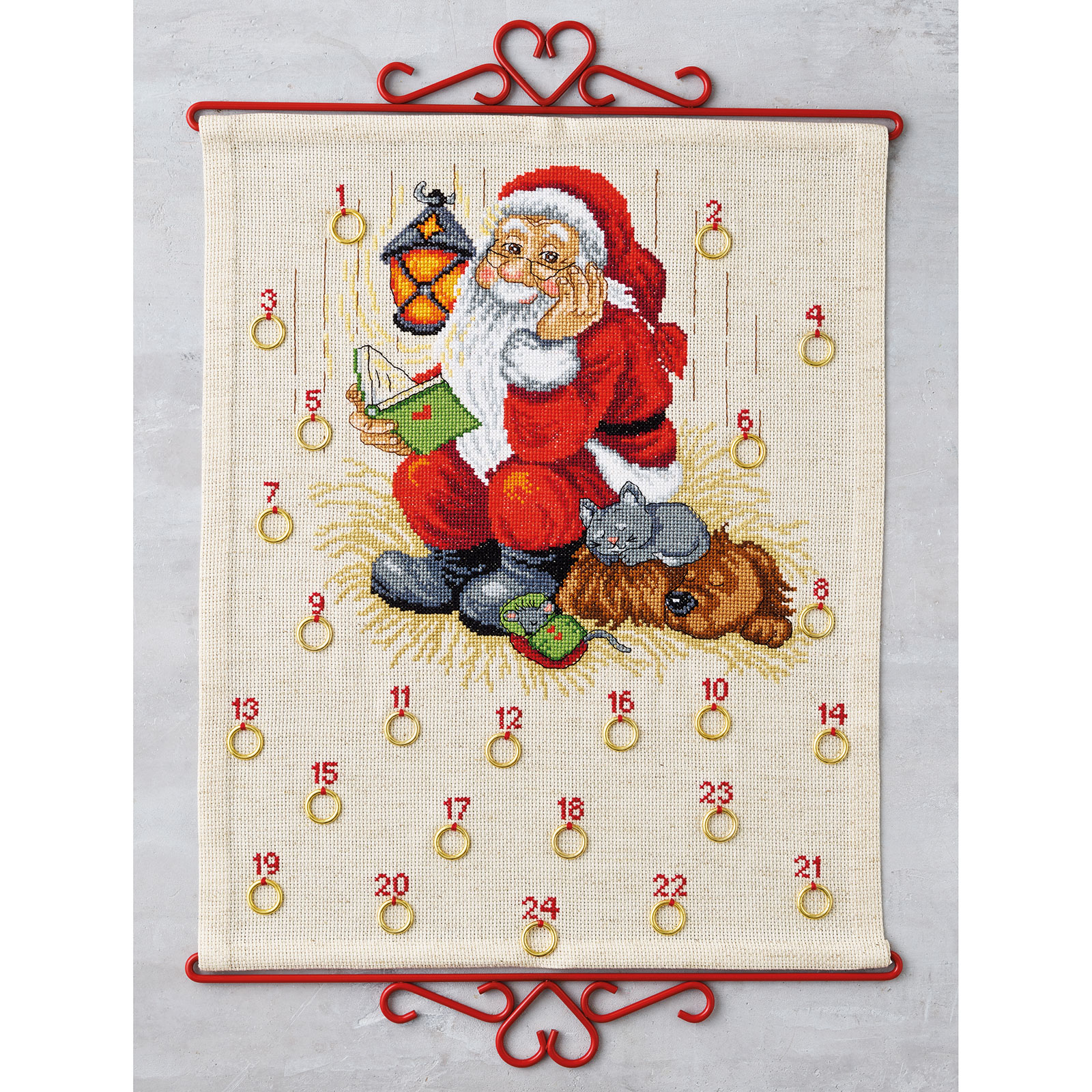 Permin 34-2229 Borduurpakket Kerstman met hond 35x43cm - STUK