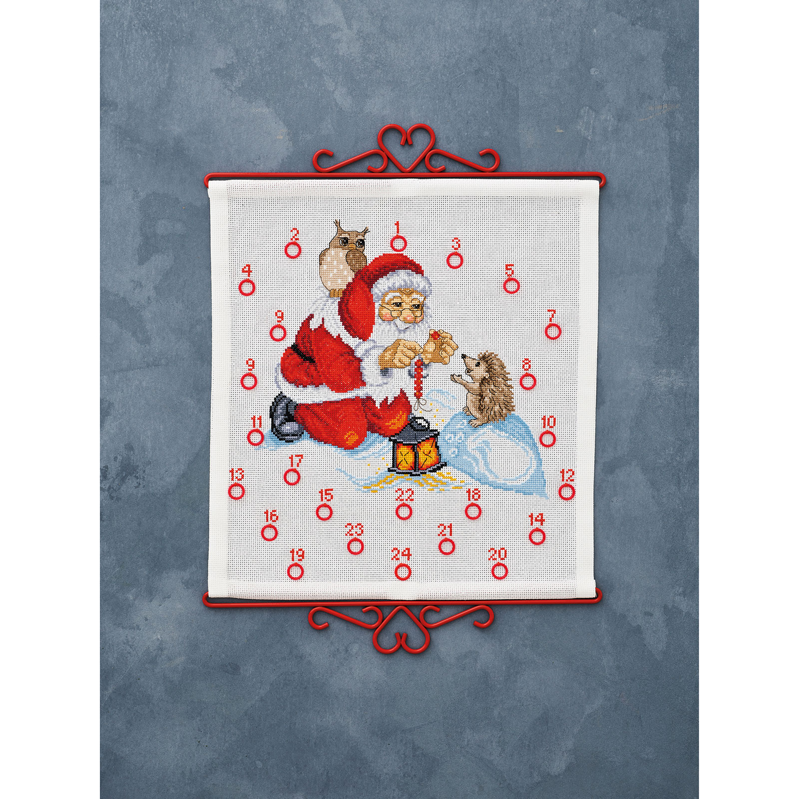 Permin 34-2556 Borduurpakket Kerstman en egel 35x38cm - STUK