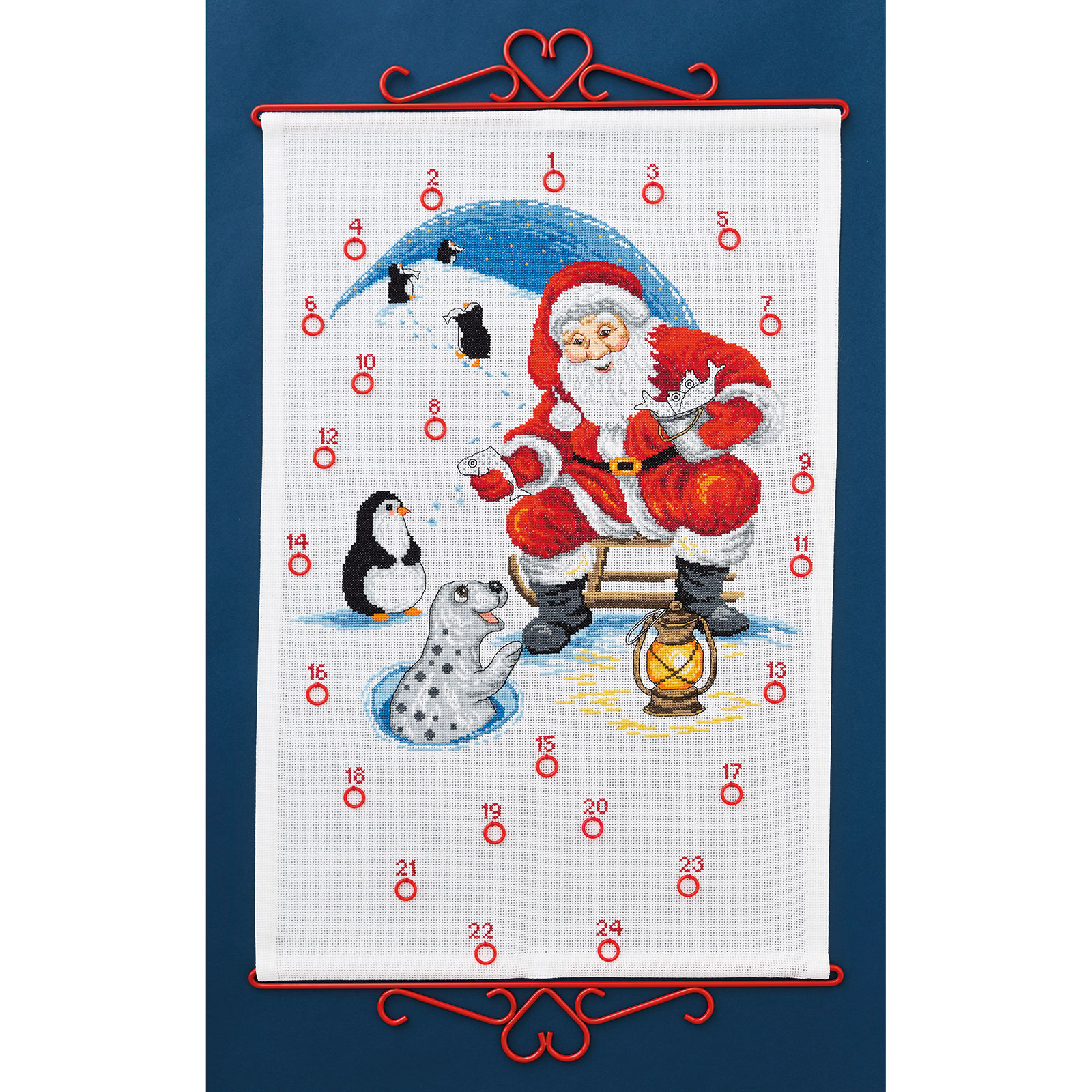 Permin 34-3282 Kerstman en pinguins 40x60cm - STUK
